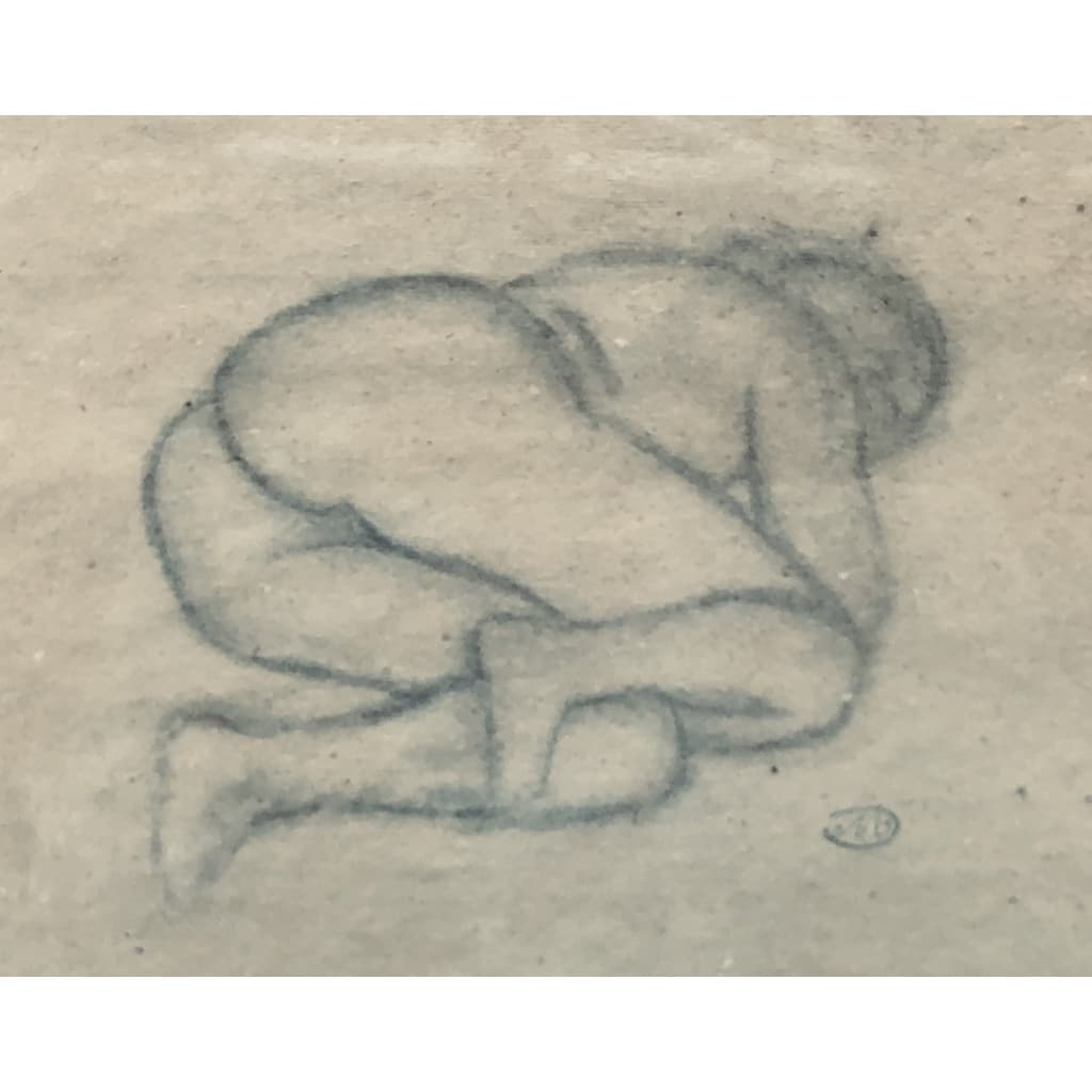 MAILLOL Aristide Nu allongé Fusain sur papier signé certificat d’authenticité | Biron 