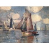 Morchain Paul Peinture 20è Bateaux De Pêche Sortant Du Port De La Rochelle Huile Signée Certificat | Biron 