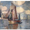 Morchain Paul Peinture 20è Bateaux De Pêche Sortant Du Port De La Rochelle Huile Signée Certificat | Biron 