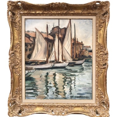 OTHON FRIESZ Emile Les voiles au port de Toulon en 1929 Huile sur toile signée et datée Certificat d'authenticité