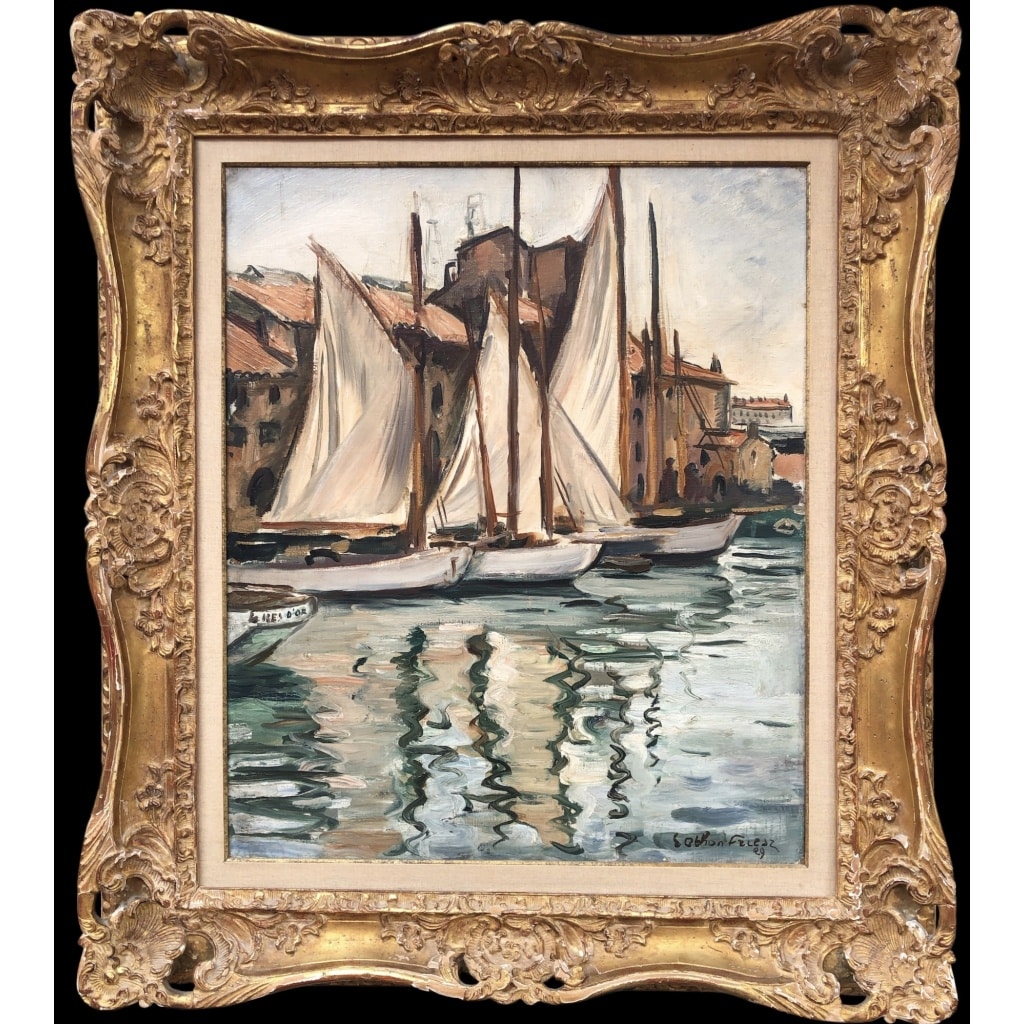 OTHON FRIESZ Emile Les voiles au port de Toulon en 1929 Huile sur toile signée et datée Certificat d’authenticité | Biron 