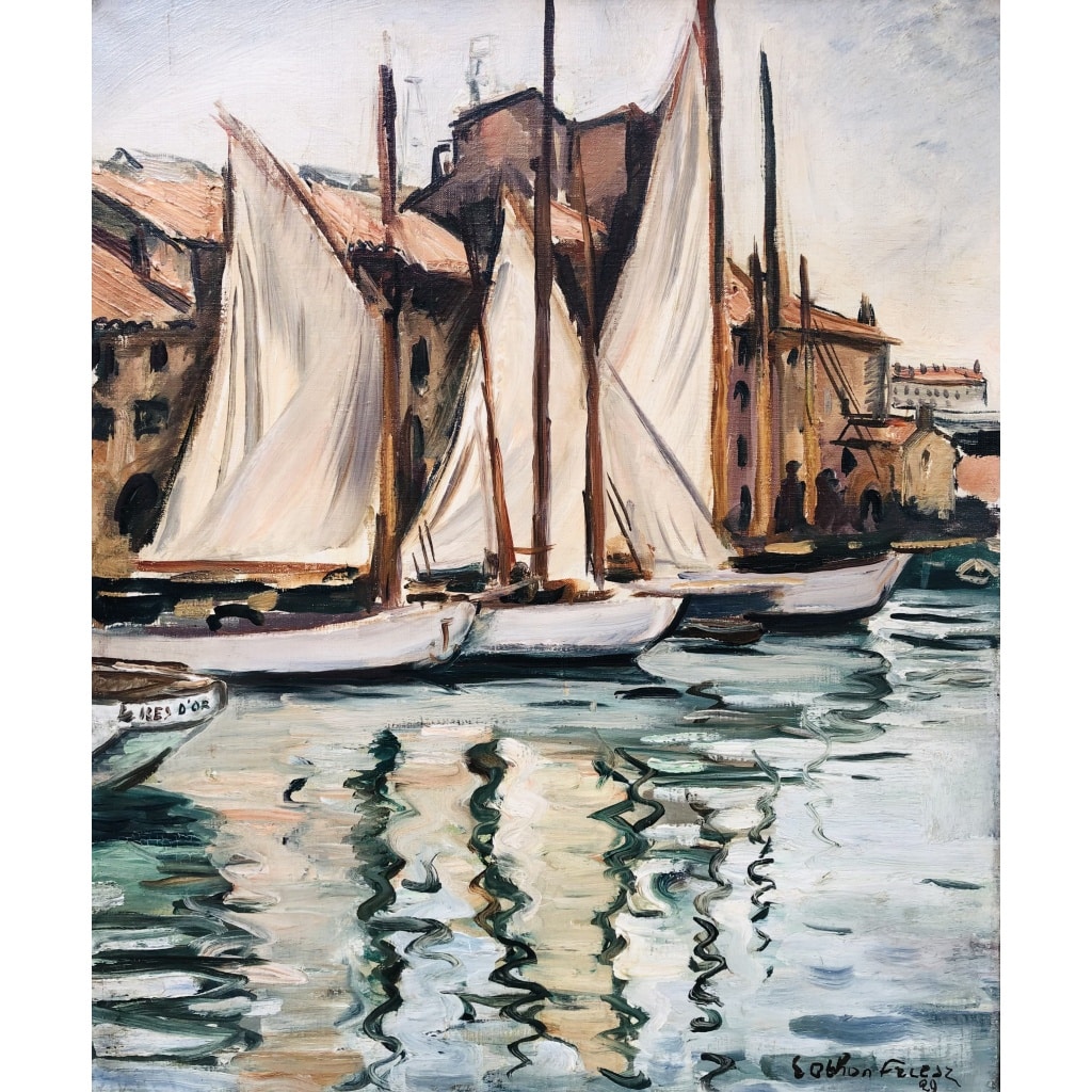 OTHON FRIESZ Emile Les voiles au port de Toulon en 1929 Huile sur toile signée et datée Certificat d’authenticité | Biron 