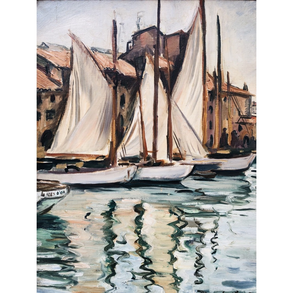 OTHON FRIESZ Emile Les voiles au port de Toulon en 1929 Huile sur toile signée et datée Certificat d’authenticité | Biron 