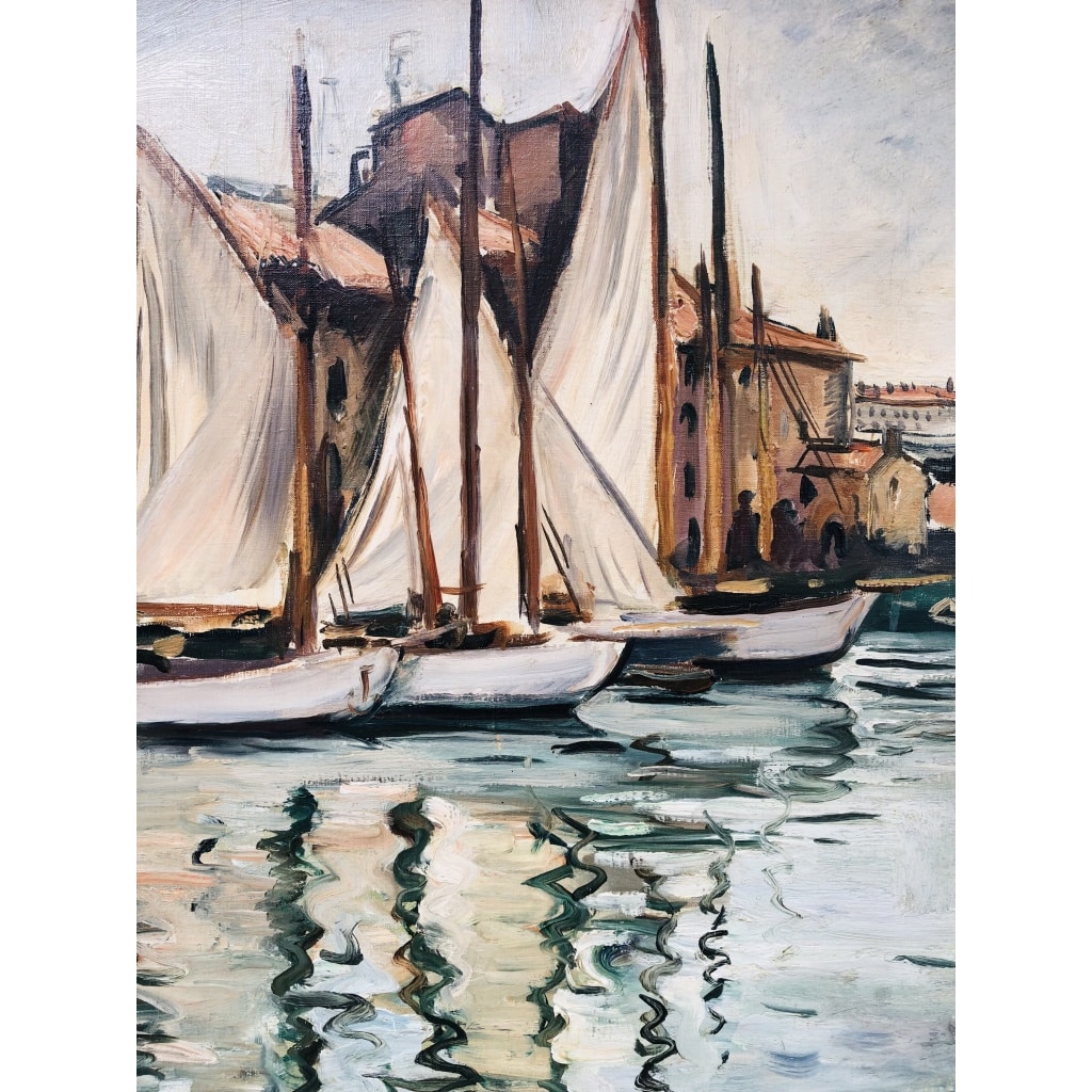 OTHON FRIESZ Emile Les voiles au port de Toulon en 1929 Huile sur toile signée et datée Certificat d’authenticité | Biron 
