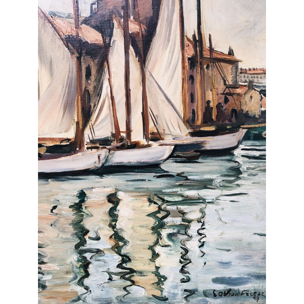 OTHON FRIESZ Emile Les voiles au port de Toulon en 1929 Huile sur toile signée et datée Certificat d’authenticité | Biron 