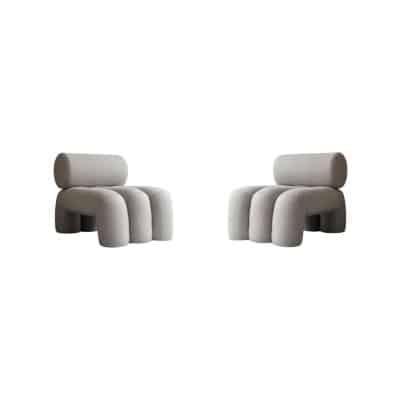 Paire de fauteuils contemporain - couleur taupe - tissu résistant au soleil - design milieu XXIème siècle.
