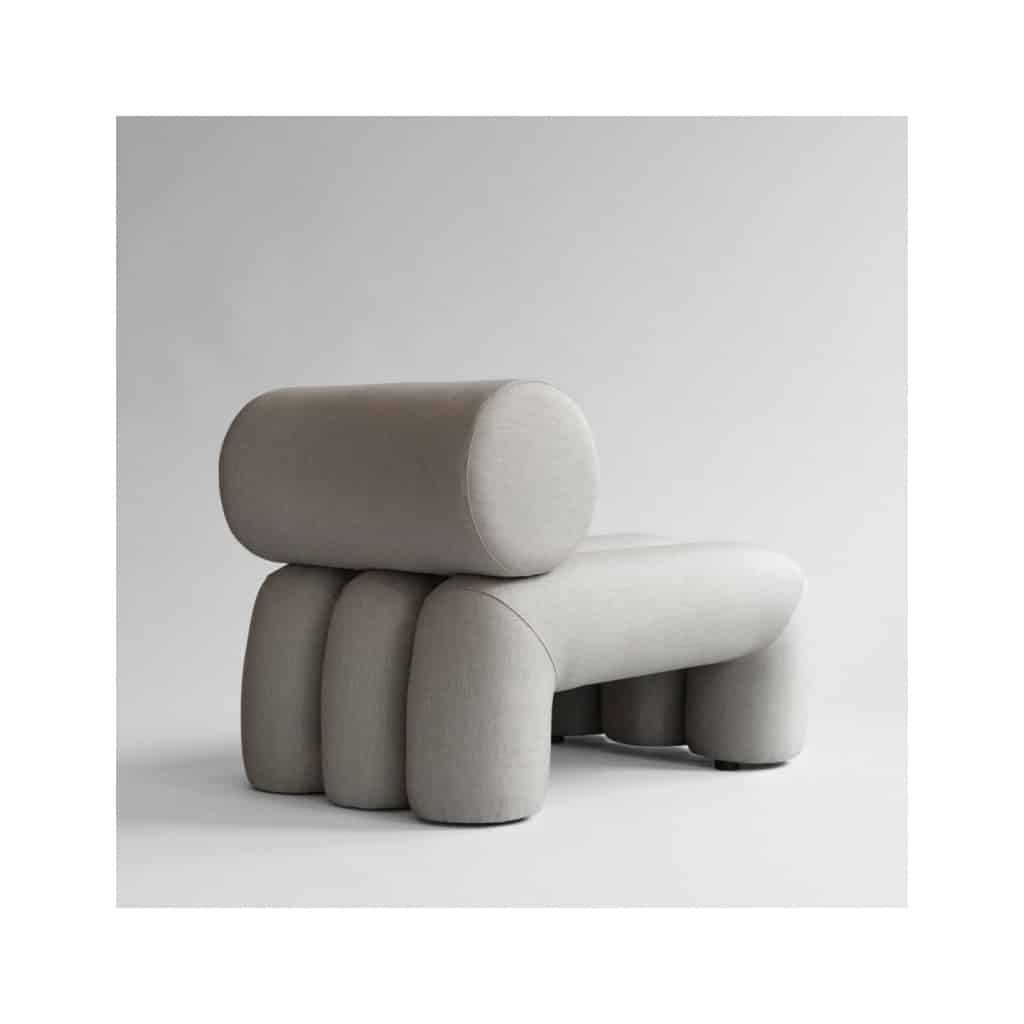 Paire de fauteuils contemporain – couleur taupe – tissu résistant au soleil – design milieu XXIème siècle. | Biron 
