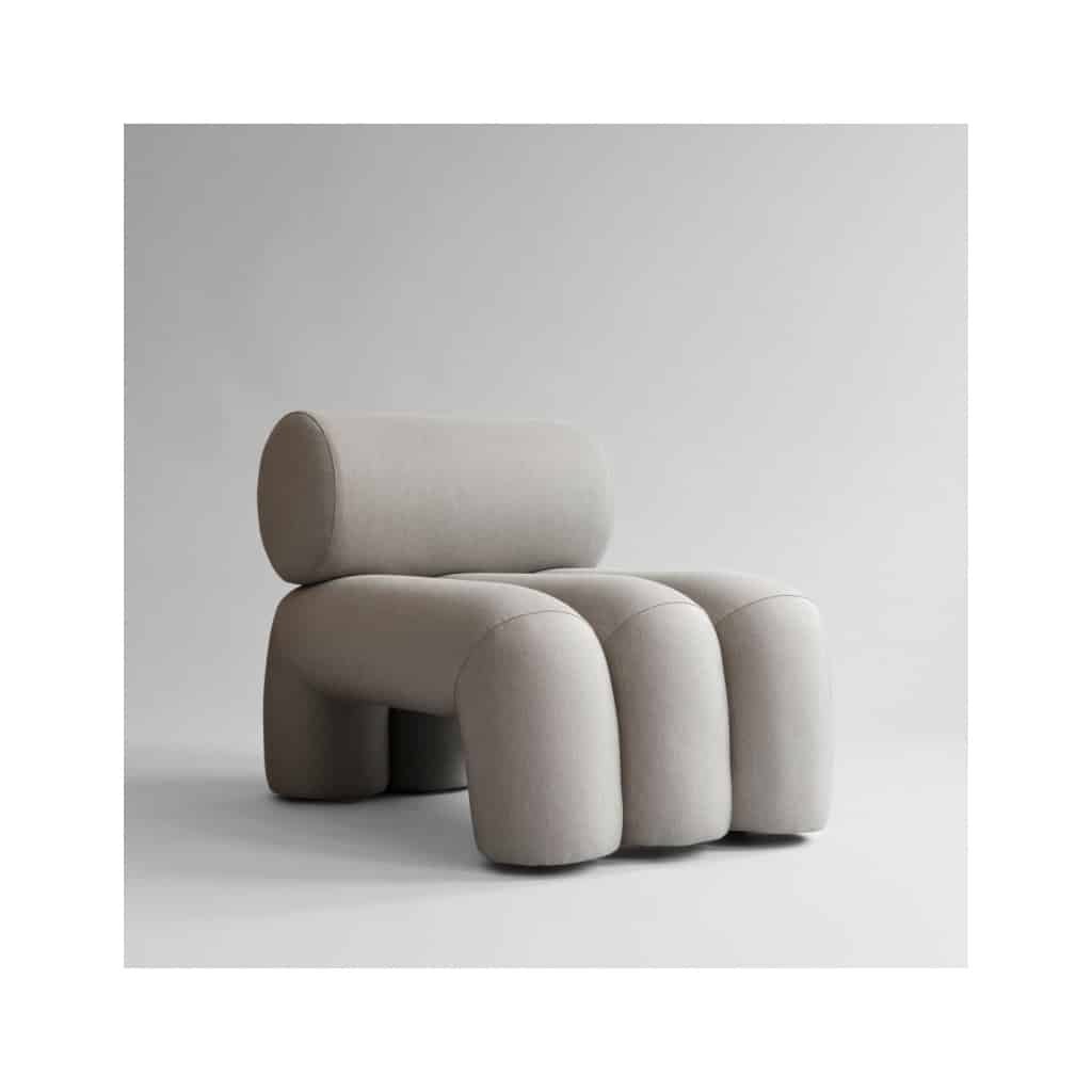 Paire de fauteuils contemporain – couleur taupe – tissu résistant au soleil – design milieu XXIème siècle. | Biron 