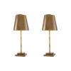 Paire de lampes de table en laiton patiné au décor de bambou. | Biron 