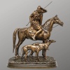 Sculpture – Cavalier Arabe Avec Deux Lévriers , Alfred Dubucand (1828-1894) – Bronze | Biron 
