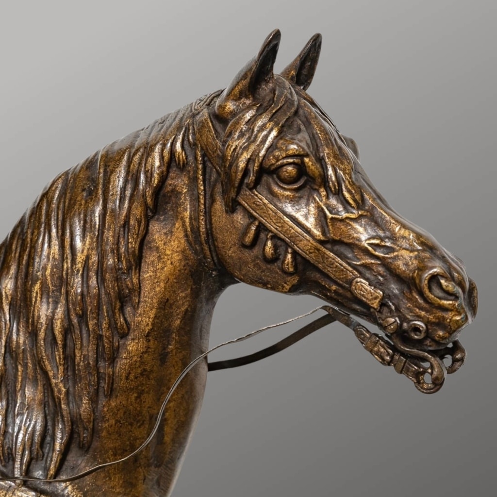 Sculpture – Cavalier Arabe Avec Deux Lévriers , Alfred Dubucand (1828-1894) – Bronze | Biron 