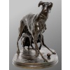 Groupe En Bronze « Deux Levrettes Jouant à La Boule » , Pierre-jules Mêne (1810-1879) | Biron 