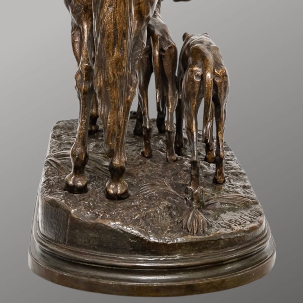 Sculpture – Cavalier Arabe Avec Deux Lévriers , Alfred Dubucand (1828-1894) – Bronze | Biron 