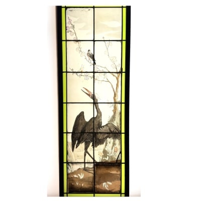 Vitrail au cormoran H137,5cm L51cm