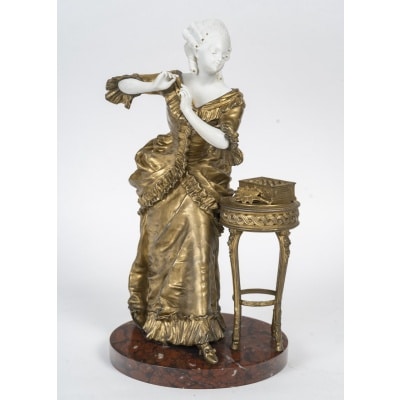 Sculpture signée Prisard - Élégante dame au coffret - XIXe siècle