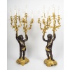 Exceptionnelle paire de grands candélabres Napoléon III en bronze patiné et bronze doré, époque XIXe siècle | Biron 
