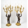 Exceptionnelle paire de grands candélabres Napoléon III en bronze patiné et bronze doré, époque XIXe siècle | Biron 