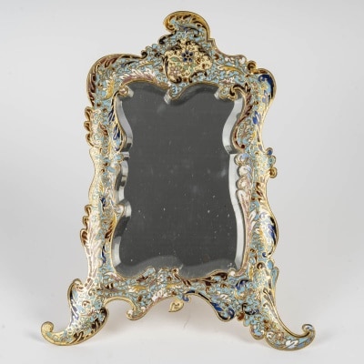 Gilt bronze and cloisonné enamel table mirror – Late XIXe