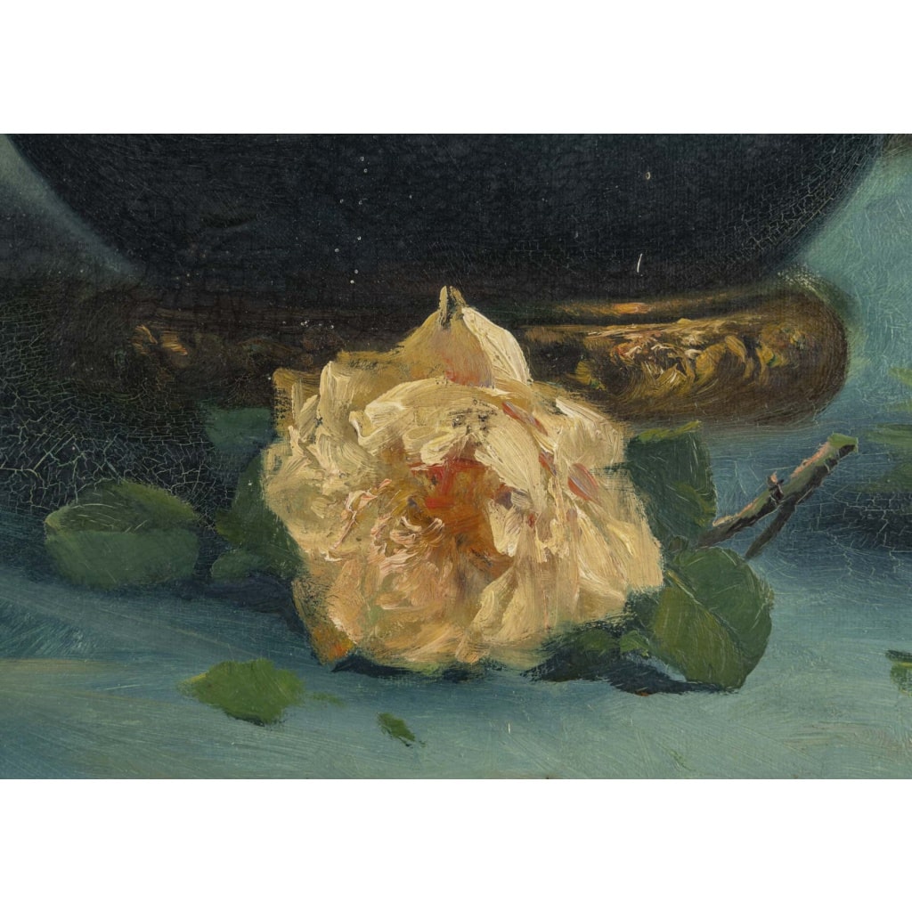 Décor floral – Huile sur toile, XIXe siècle | Biron 