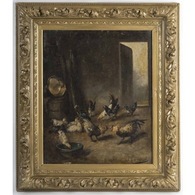 Tableau de basse court Coppenolle, Fin XIXè siècle