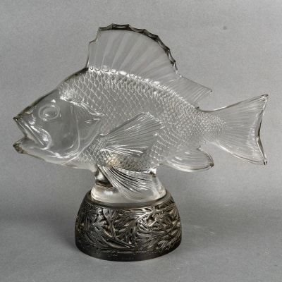 Sculpture Motif Décoratif "Gros Poisson" verre blanc de René LALIQUE
