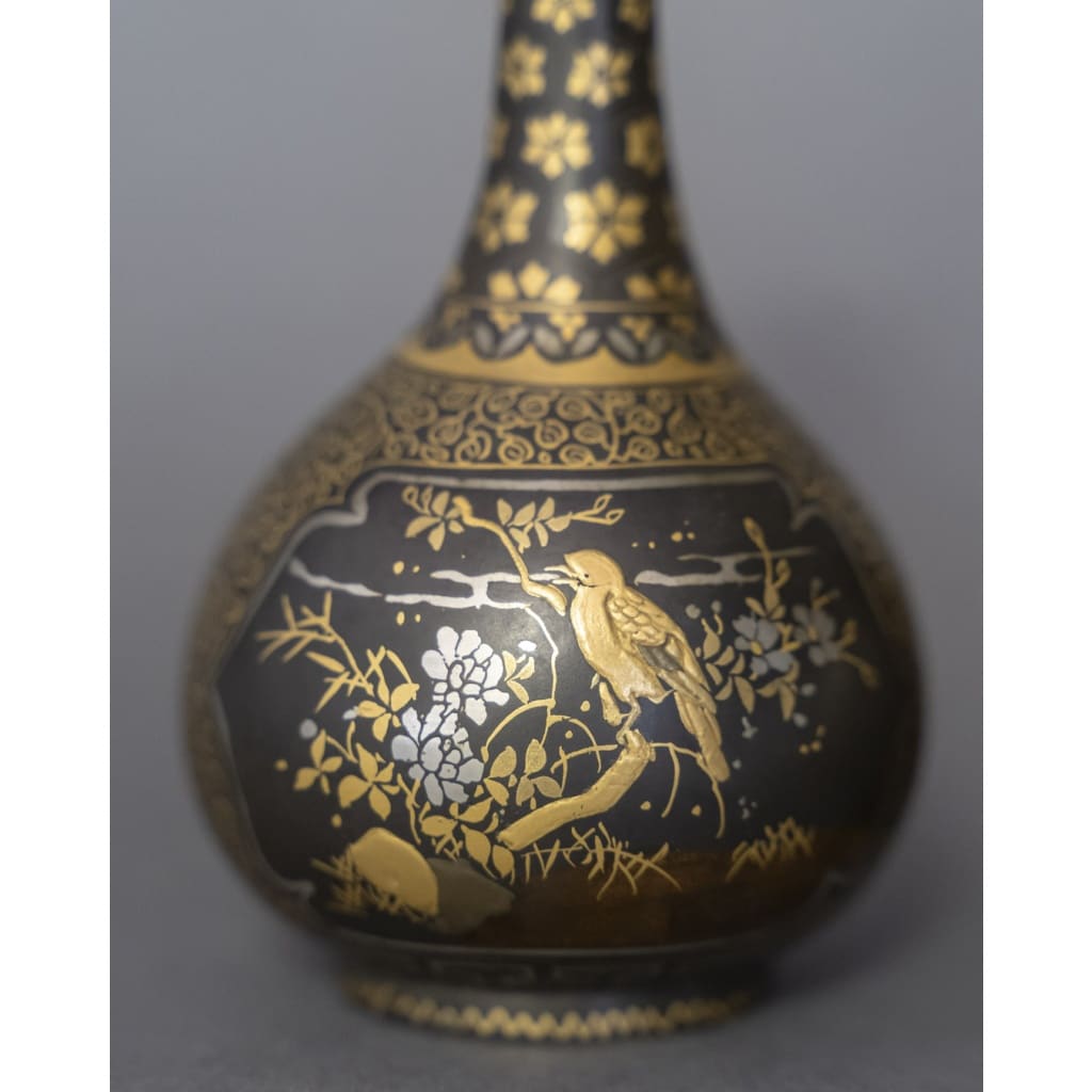 Paire de vases japonais en bronze en Nuno-me-zô-gan | Biron 