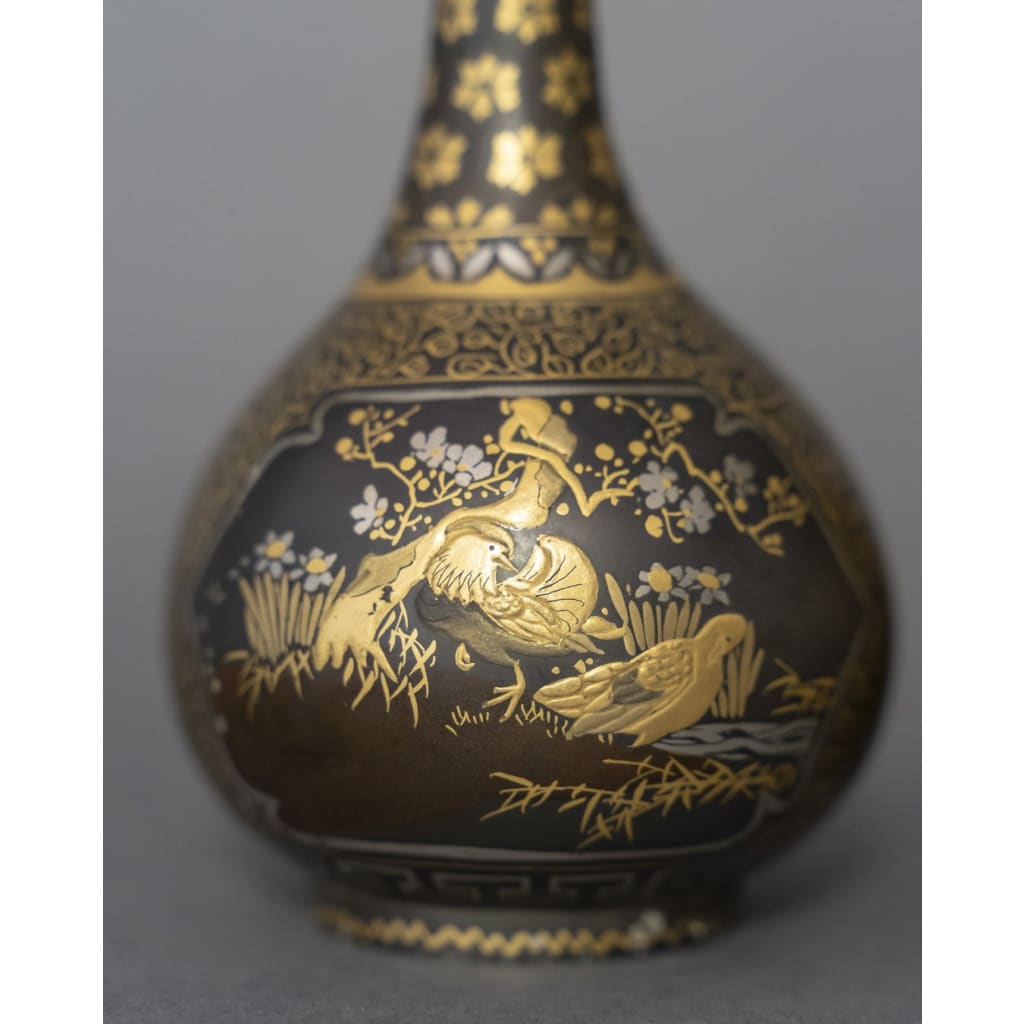 Paire de vases japonais en bronze en Nuno-me-zô-gan | Biron 