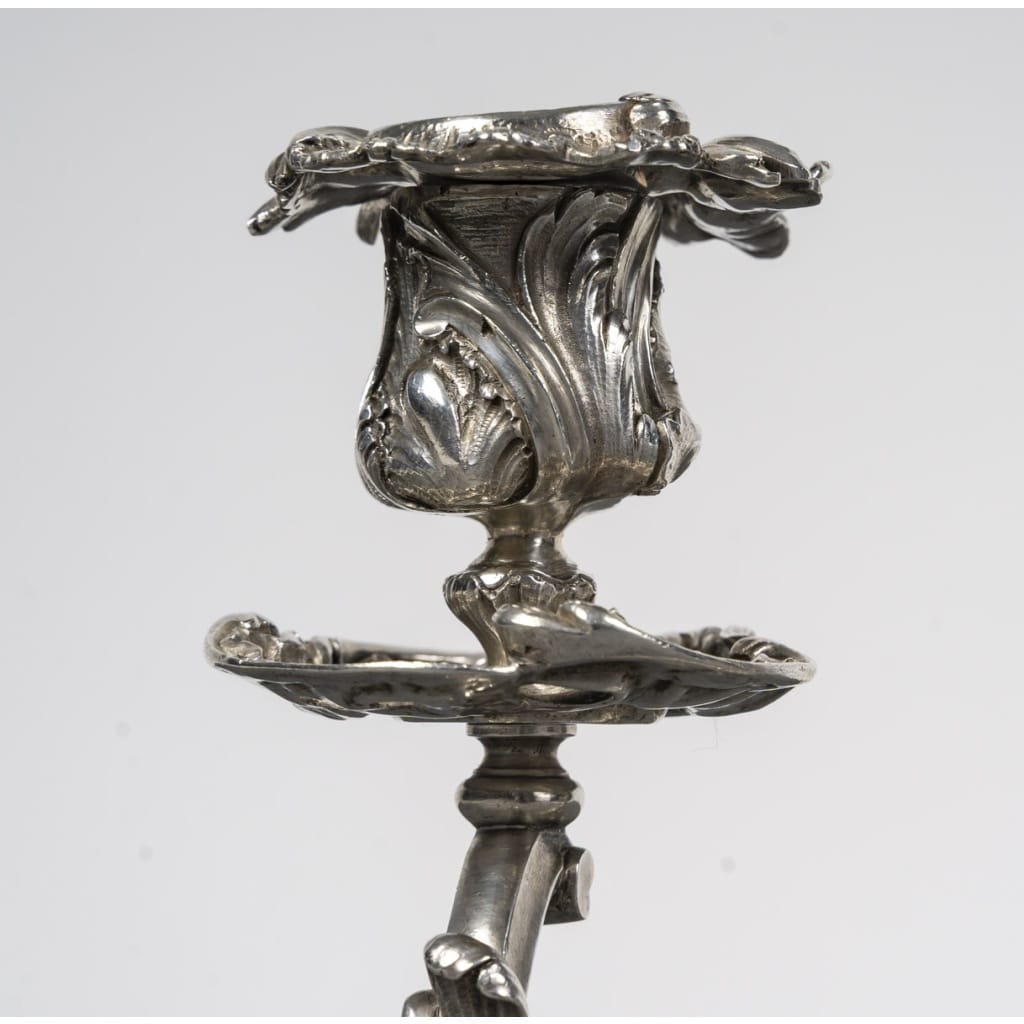 DEBAIN Paire de bouts de table en argent massif, Louis XV époque XIXe | Biron 