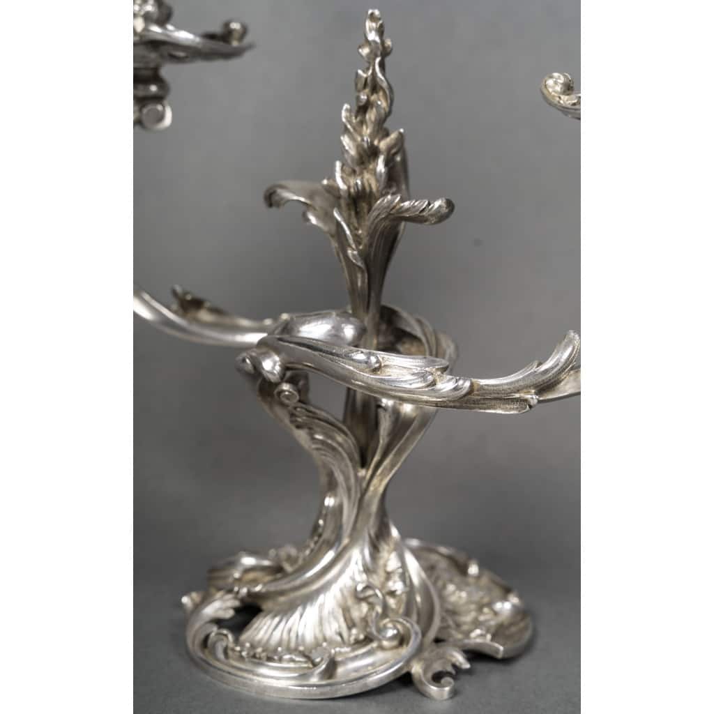 DEBAIN Paire de bouts de table en argent massif, Louis XV époque XIXe | Biron 