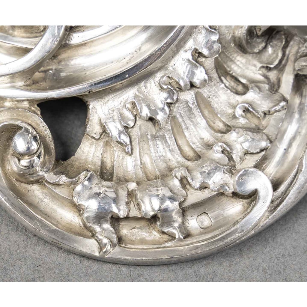 DEBAIN Paire de bouts de table en argent massif, Louis XV époque XIXe | Biron 