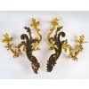 Paire d’appliques à deux lumières d’époque Louis XV en bronze ciselé et doré, vers 1750 | Biron 