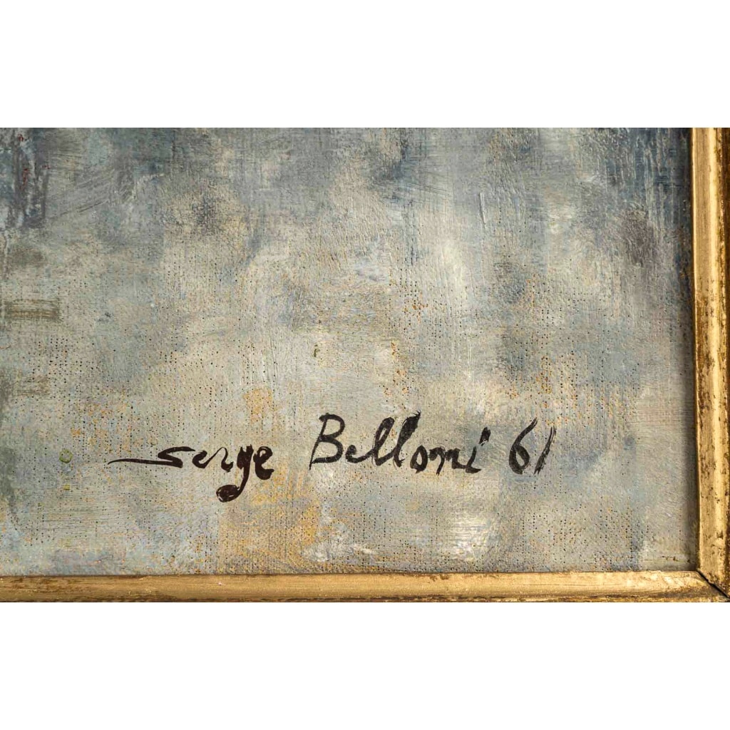 Serge Belloni (1925-2005) – La Marchande de Fleurs, chez Jeannette huile sur toile vers 1961 | Biron 