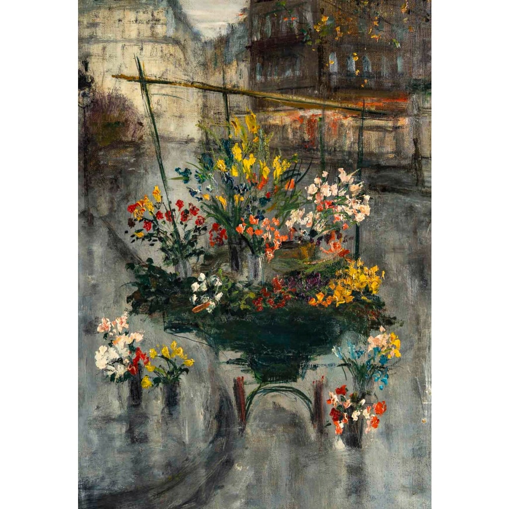 Serge Belloni (1925-2005) – La Marchande de Fleurs, chez Jeannette huile sur toile vers 1961 | Biron 