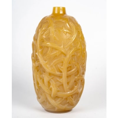 Vase "Ronces" verre butterscotch jaune opalescent de René LALIQUE