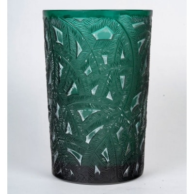 Vase "Epicéa" verre vert canard patiné blanc de René LALIQUE