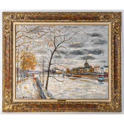 Serge Belloni (1925-2005) - Paris Ses Quais et l’Arbre sur la Seine huile sur toile vers 1980