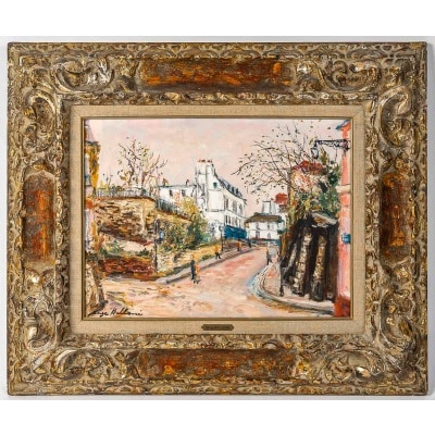 Serge Belloni (1925-2005) - La Rue des Saules en Automne huile sur bois vers 1980