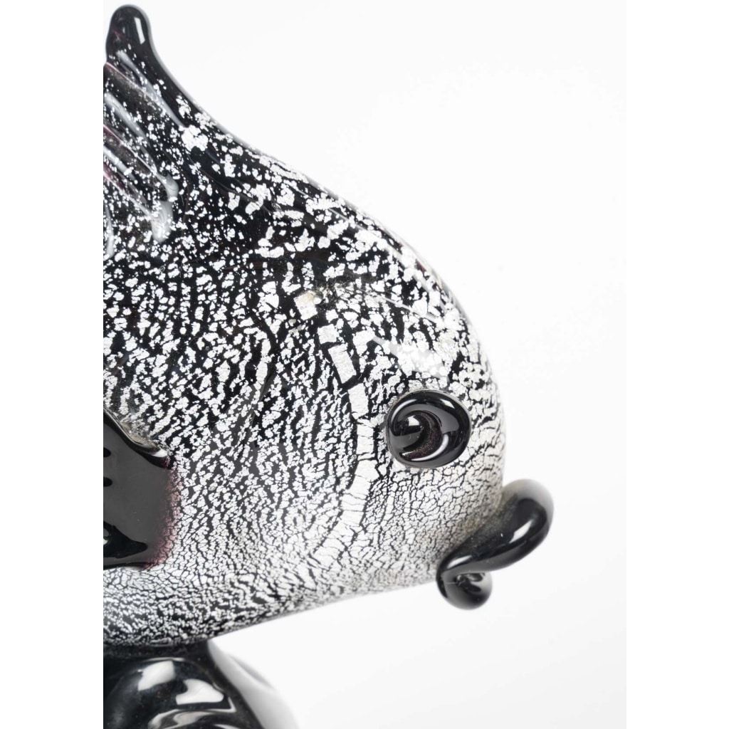 Poisson Noir et Argent, SIgné Murano | Biron 