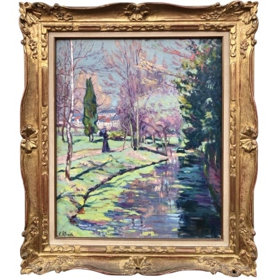 ALLUAUD Eugène Parc Victor Thuillat à Limoges Ecole Française 20è Siècle Huile sur toile Signée ​​​​​​​Certificat d'authenticité