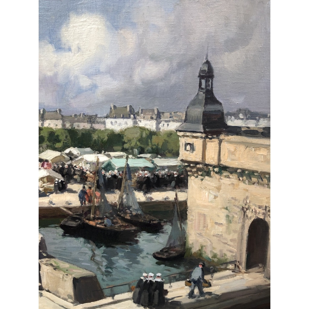 BARNOIN Henri tableau 20ème siècle Bretagne Concarneau Le marché Peinture huile sur toile signée Certificat d’authenticité | Biron 
