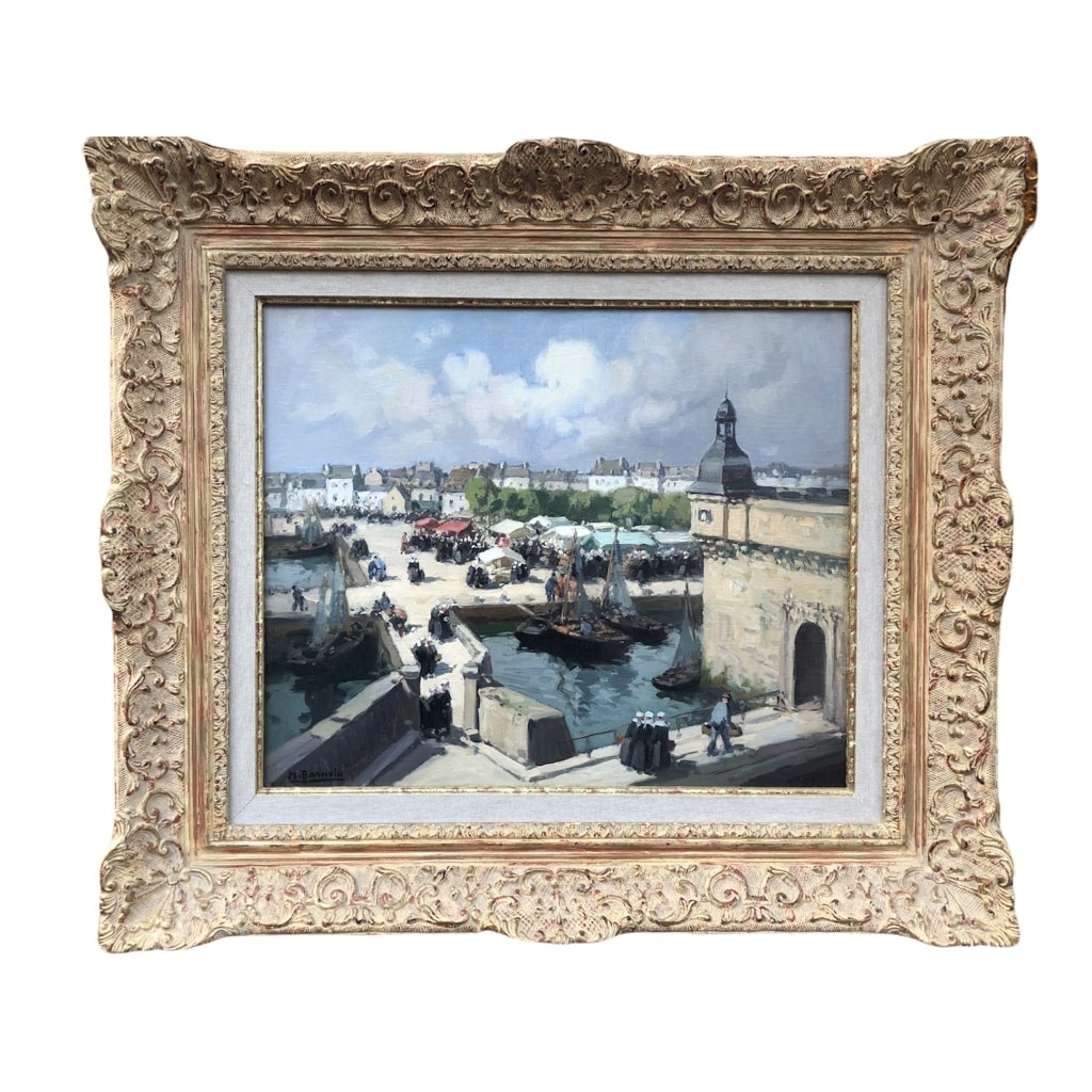 BARNOIN Henri tableau 20ème siècle Bretagne Concarneau Le marché Peinture huile sur toile signée Certificat d’authenticité | Biron 