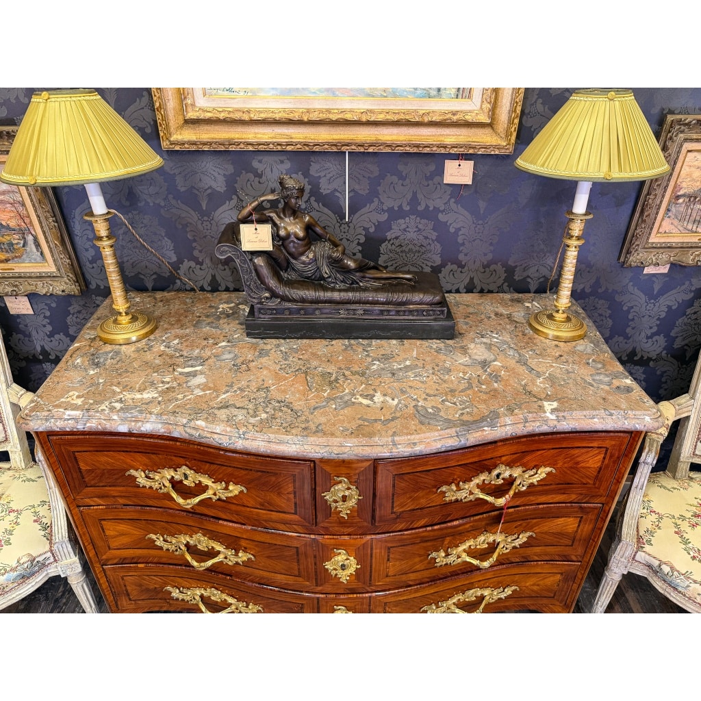 Jean-François Lapie (1720-1797) – Commode en marqueterie de bois de rose et bois de violette d’époque Louis XV | Biron 