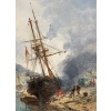 NOEL Jules Ecole Française 19è Voilier en cale 1872 Huile sur panneau Signée Certificat d’authenticité | Biron 