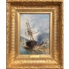 NOEL Jules Ecole Française 19è Voilier en cale 1872 Huile sur panneau Signée Certificat d’authenticité | Biron 