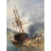 NOEL Jules Ecole Française 19è Voilier en cale 1872 Huile sur panneau Signée Certificat d’authenticité | Biron 