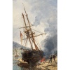 NOEL Jules Ecole Française 19è Voilier en cale 1872 Huile sur panneau Signée Certificat d’authenticité | Biron 