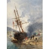 NOEL Jules Ecole Française 19è Voilier en cale 1872 Huile sur panneau Signée Certificat d’authenticité | Biron 