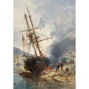 NOEL Jules Ecole Française 19è Voilier en cale 1872 Huile sur panneau Signée Certificat d’authenticité | Biron 