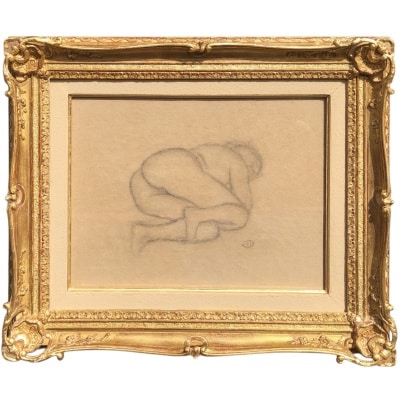MAILLOL Aristide Nu allongé Fusain sur papier signé certificat d'authenticité