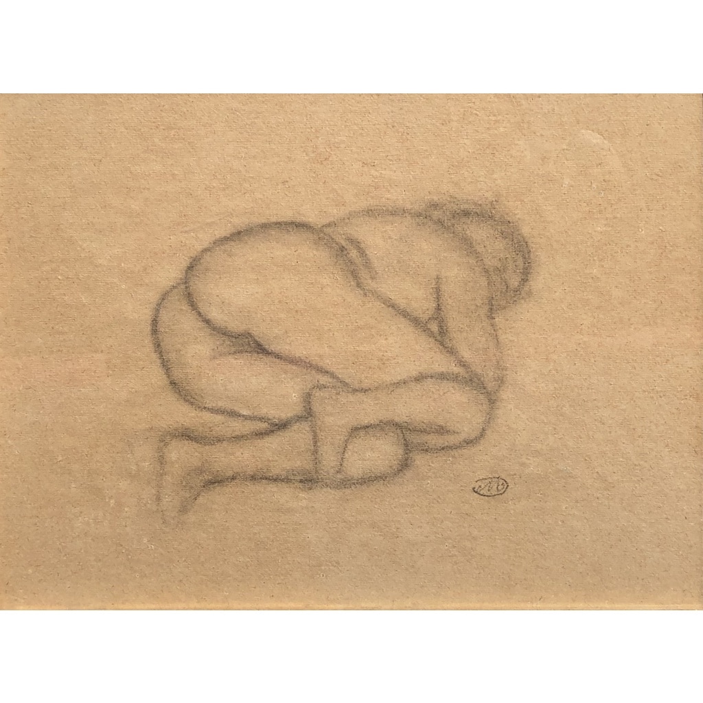 MAILLOL Aristide Nu allongé Fusain sur papier signé certificat d’authenticité | Biron 